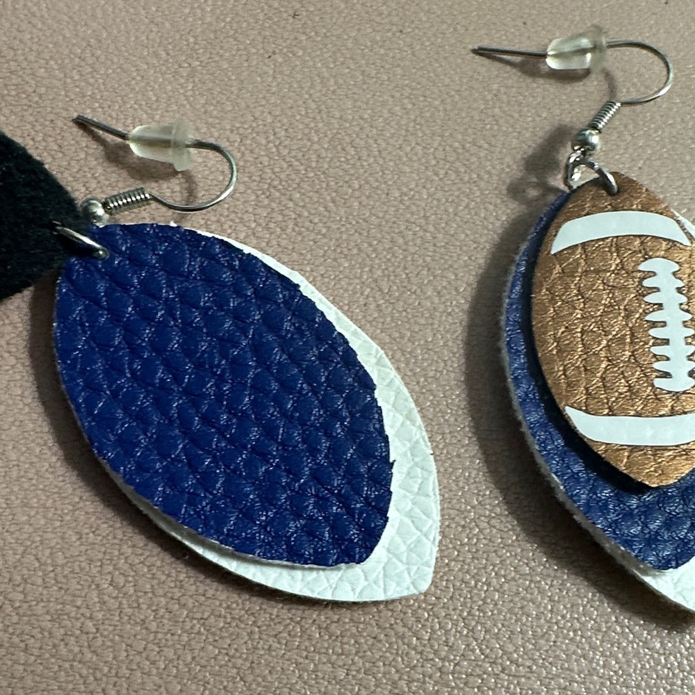 Football Leather Earrings - Picture 3 of 6